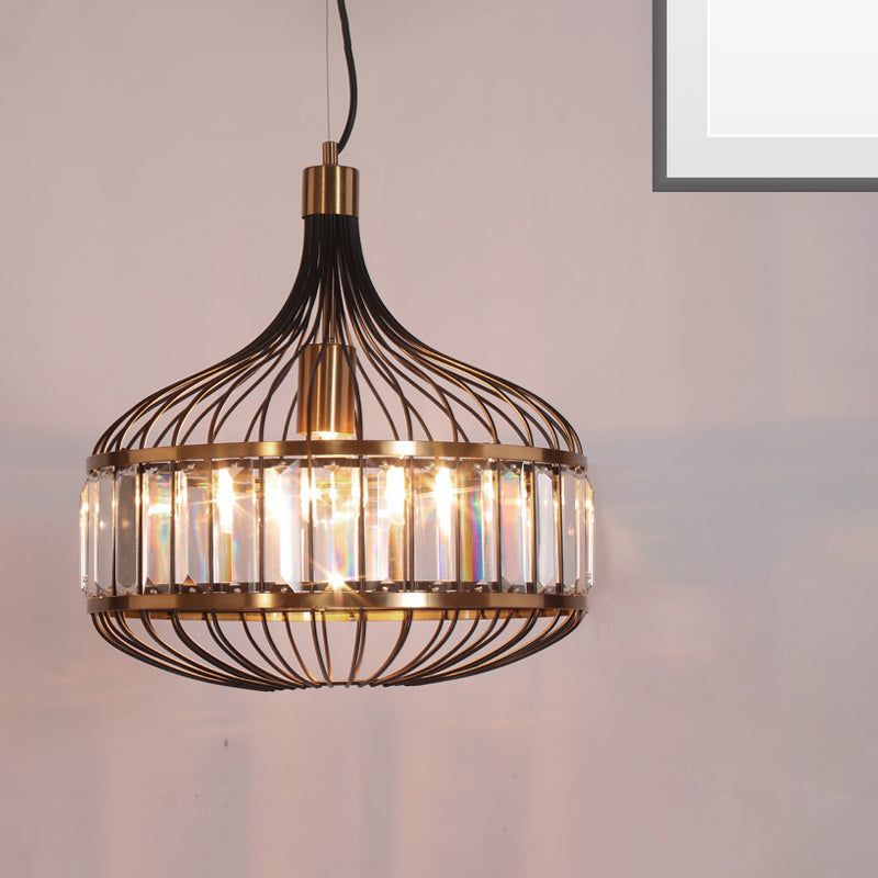 Lampe suspendue en fer à cage noire pour salon - Largeur de 12"/13"/14,5" pour une décoration traditionnelle