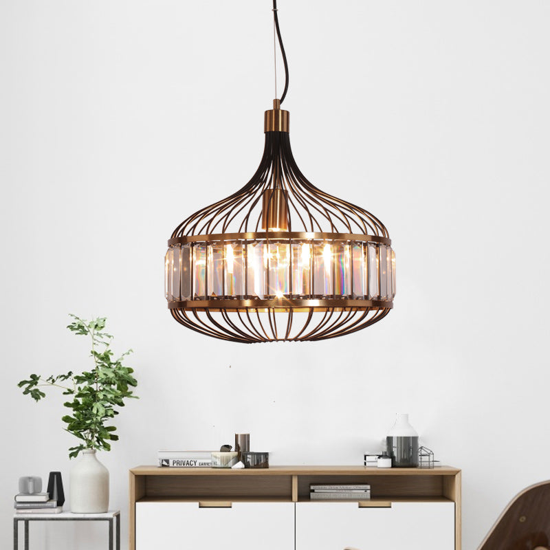 Lampe suspendue en fer à cage noire pour salon - Largeur de 12"/13"/14,5" pour une décoration traditionnelle
