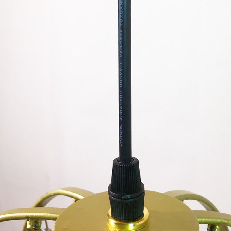 Tropical Crystal Pendant Light - Single Bulb Gold Ceiling Fixture