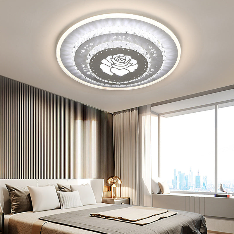 Modern Crystal Ceiling Mount LED Light Fixture for Bedroom - White, Loving Heart/Square/Rose Design with Warm/White/3 Color Light