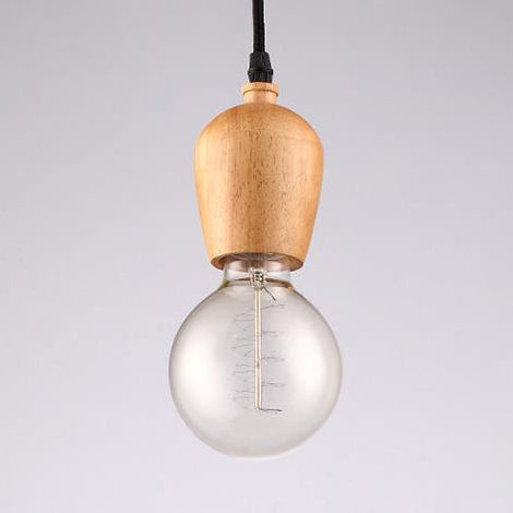 Suspension style loft avec capuchon en bois et cordon réglable, ampoule exposée - 1 tête, diamètre 2"/3"