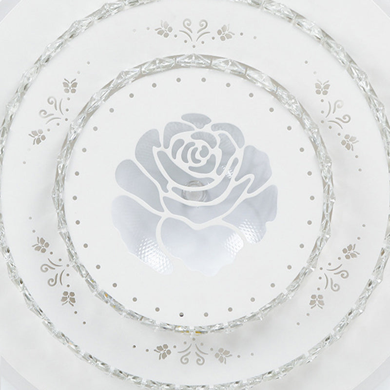 Modern Crystal Ceiling Mount LED Light Fixture for Bedroom - White, Loving Heart/Square/Rose Design with Warm/White/3 Color Light