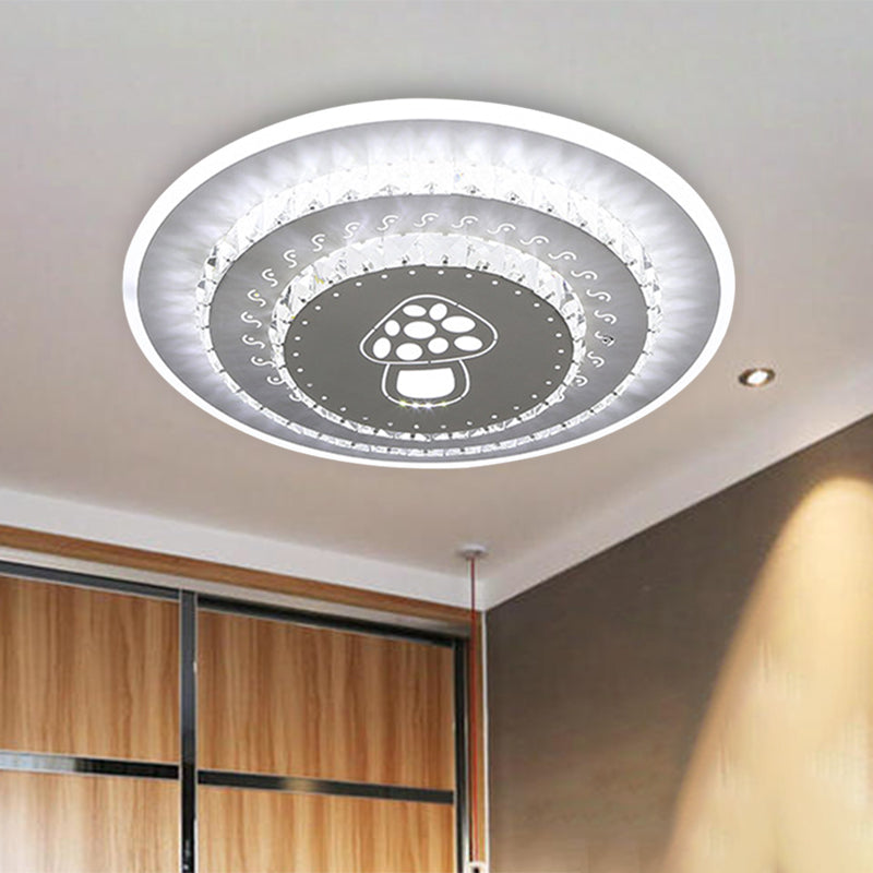Modern Crystal Ceiling Mount LED Light Fixture for Bedroom - White, Loving Heart/Square/Rose Design with Warm/White/3 Color Light