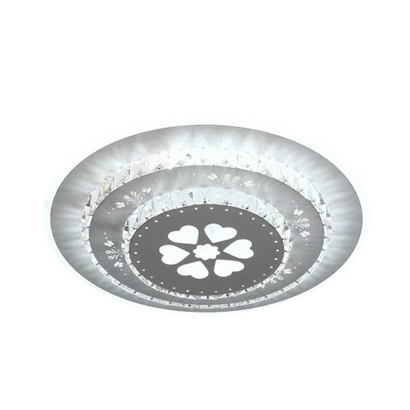 Modern Crystal Ceiling Mount LED Light Fixture for Bedroom - White, Loving Heart/Square/Rose Design with Warm/White/3 Color Light