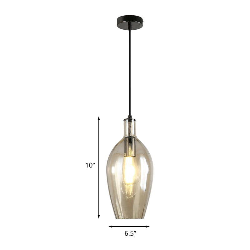 Amber Glass Tulip Pendant Light: Modern Hanging Ceiling Fixture For Dining Room (1 Head)
