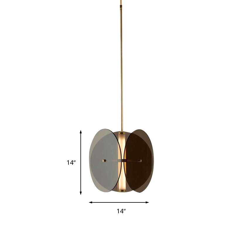 Modern Gold Disc Pendant Light With 1 Black Glass Fixture For Living Room