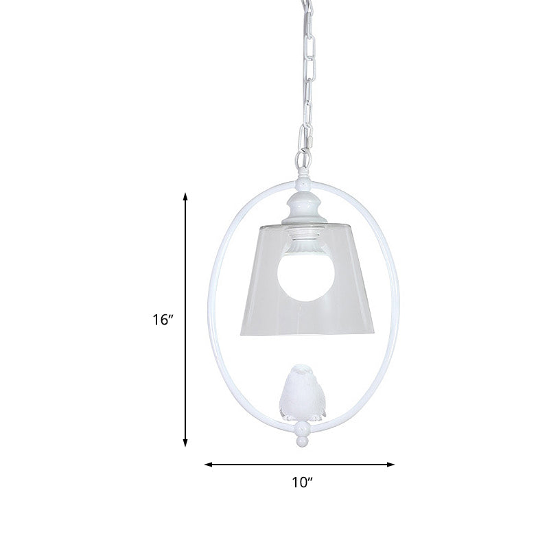 Nordic Metal Oval Pendant Lamp with Clear Glass Shade - Single Head, White/Black