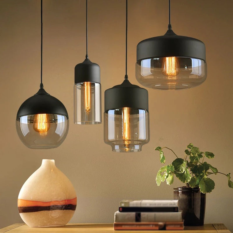 1 lampe suspendue de style industriel rétro en verre pour restaurant