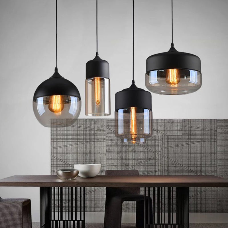 1 lampe suspendue de style industriel rétro en verre pour restaurant