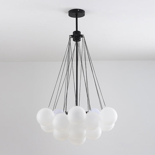 Frosted White Glass Bubbles Chandelier For Stylish Nordic Living Room 19 / Black
