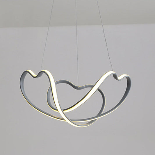 Modern Grey Chandelier: Simplicity Metal Led Strip Pendant Light For Dining Room / White Loving