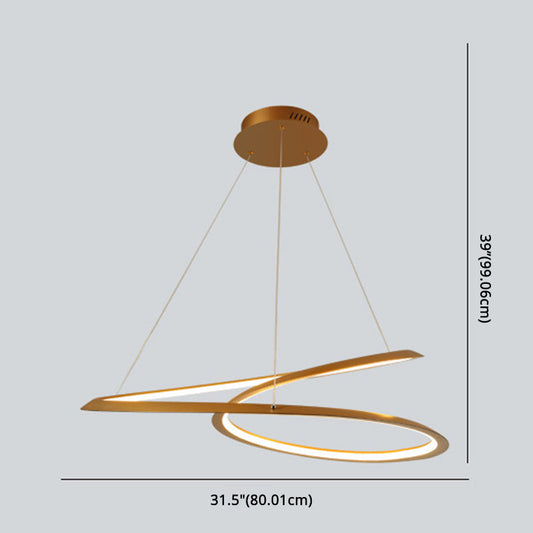 Metal Led Chandelier: Sleek Seamless Curves For Minimalistic Dining Room Lighting