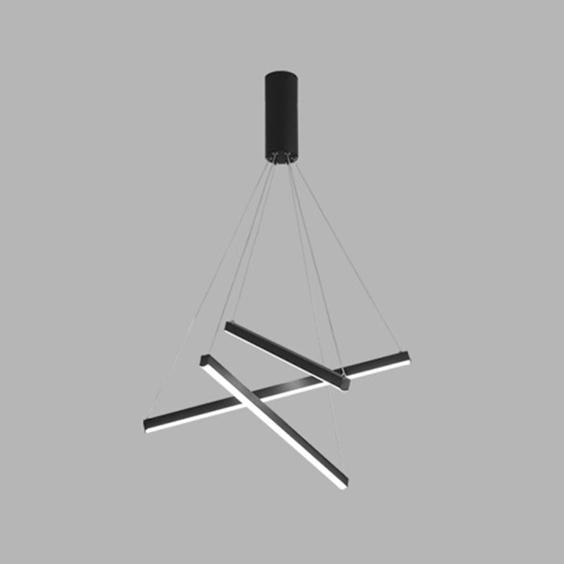 Lustre LED Black Sticks - Lampe à suspension en métal minimaliste et fantaisie pour hall d'entrée