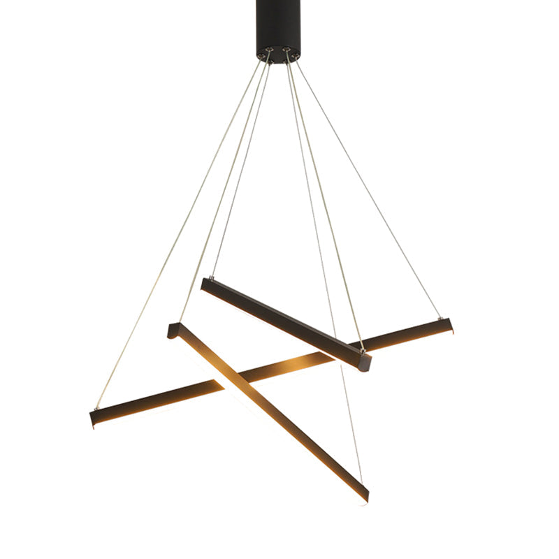 Lustre LED Black Sticks - Lampe à suspension en métal minimaliste et fantaisie pour hall d'entrée