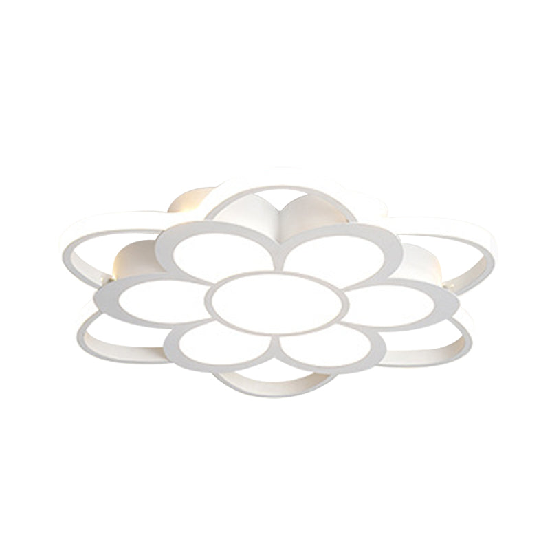 Warm/White/3 Color LED Crystal Flush Light - Simple White Floral Living Room Flush Mount Lamp - Multiple Sizes Available