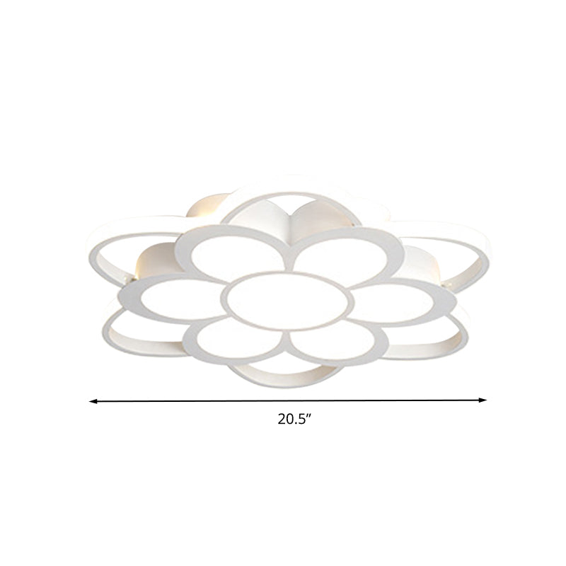 Warm/White/3 Color LED Crystal Flush Light - Simple White Floral Living Room Flush Mount Lamp - Multiple Sizes Available