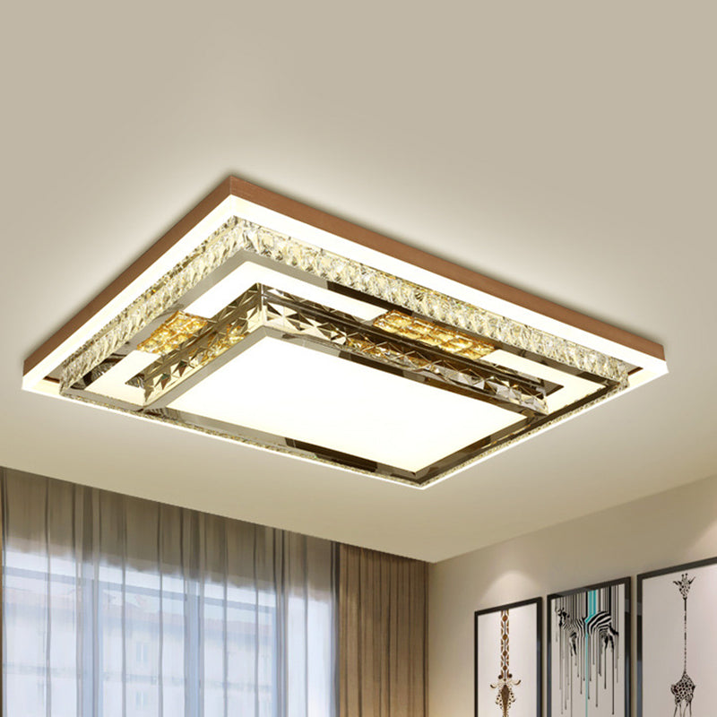 Simple Crystal Flush Mount Lamp: LED Ceiling Fixture in White