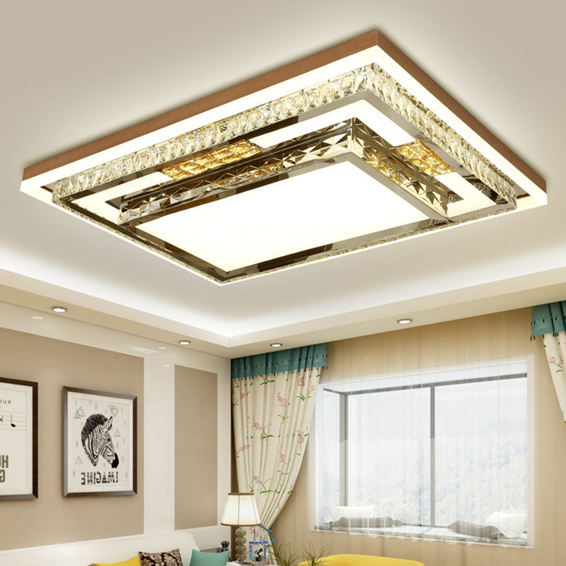 Simple Crystal Flush Mount Lamp: LED Ceiling Fixture in White