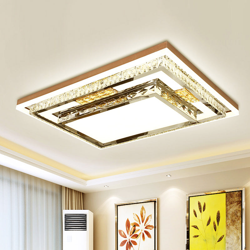 Simple Crystal Flush Mount Lamp: LED Ceiling Fixture in White