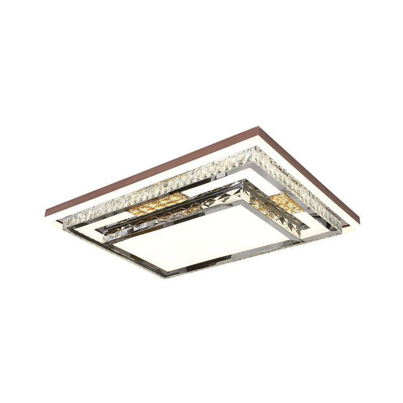 Simple Crystal Flush Mount Lamp: LED Ceiling Fixture in White