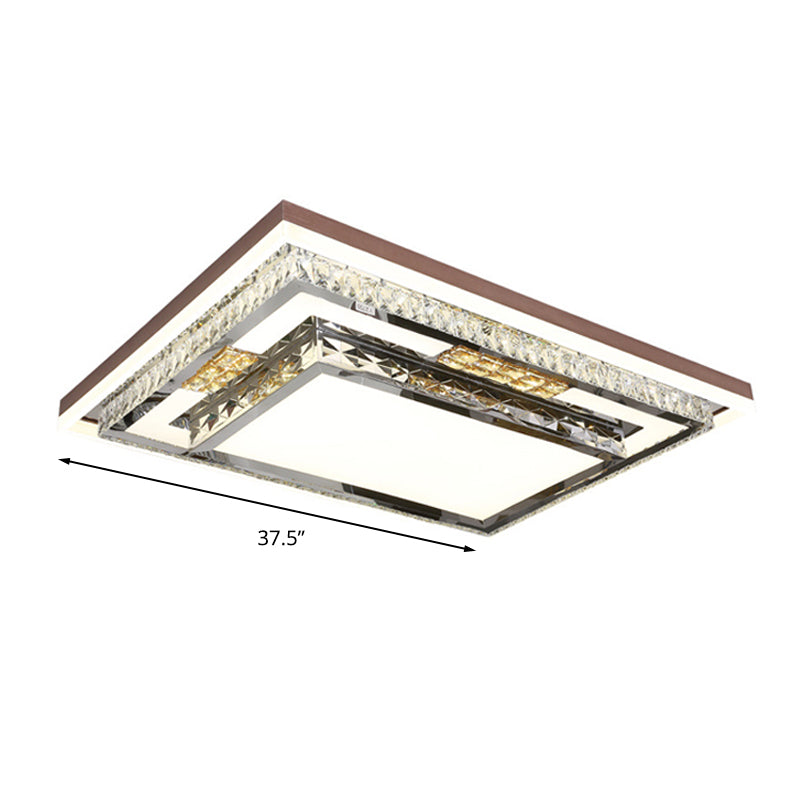 Simple Crystal Flush Mount Lamp: LED Ceiling Fixture in White