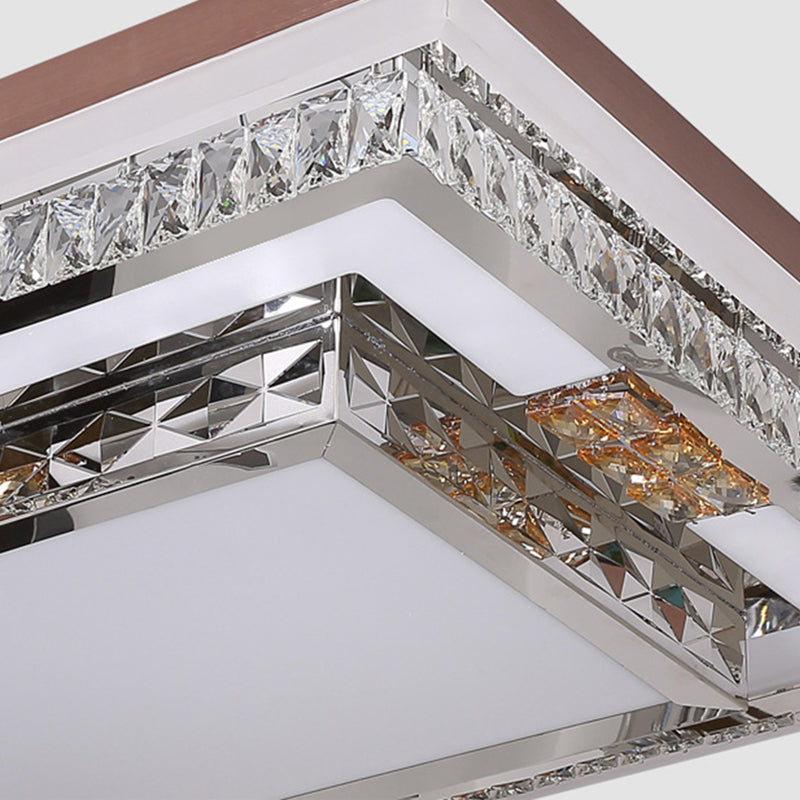 Simple Crystal Flush Mount Lamp: LED Ceiling Fixture in White