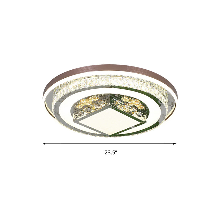 Simple Crystal Flush Mount Lamp: LED Ceiling Fixture in White