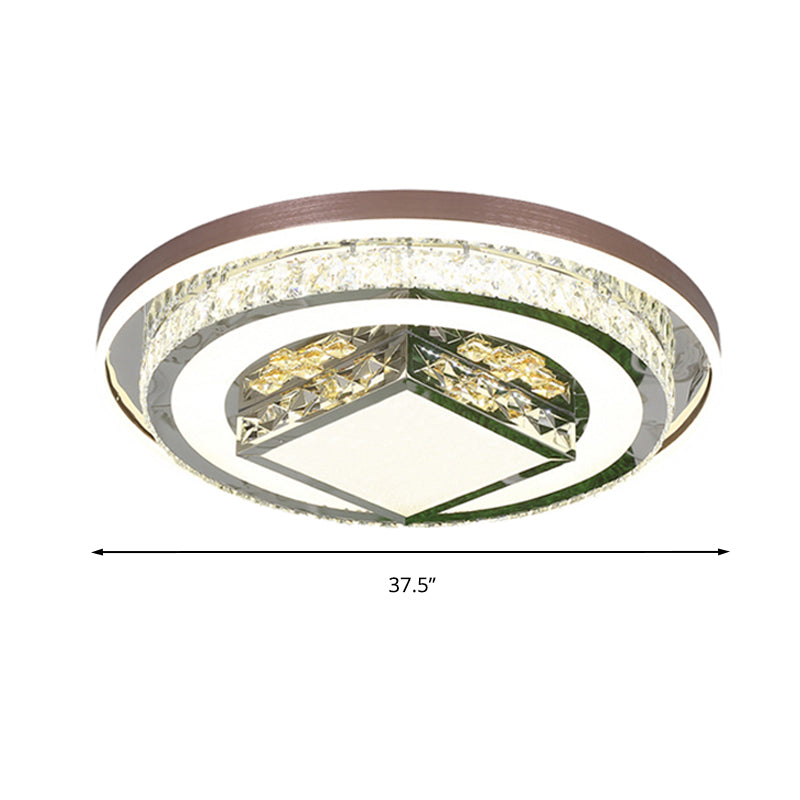 Simple Crystal Flush Mount Lamp: LED Ceiling Fixture in White