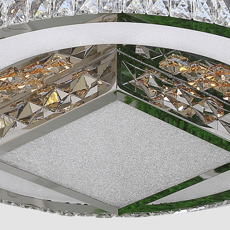 Simple Crystal Flush Mount Lamp: LED Ceiling Fixture in White