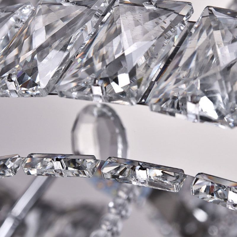 Modern LED Flush Ceiling Light: Floral-Like Crystal Flush Mount in Chrome for Living Room - 23.5"/31.5" Wide