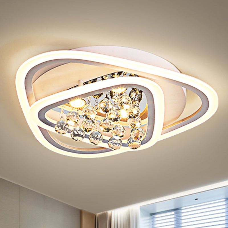LED Triangle Crystal Ceiling Lamp - Simple & Stylish Flush Mount Fixture in Warm/White Light (3 sizes)