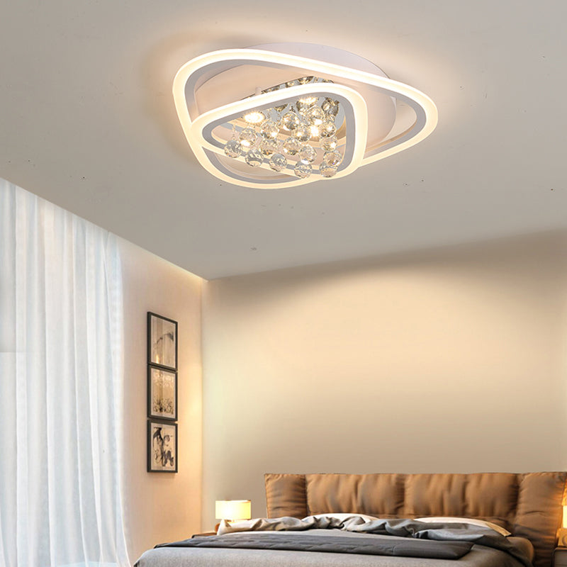 LED Triangle Crystal Ceiling Lamp - Simple & Stylish Flush Mount Fixture in Warm/White Light (3 sizes)