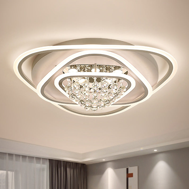 LED Triangle Crystal Ceiling Lamp - Simple & Stylish Flush Mount Fixture in Warm/White Light (3 sizes)