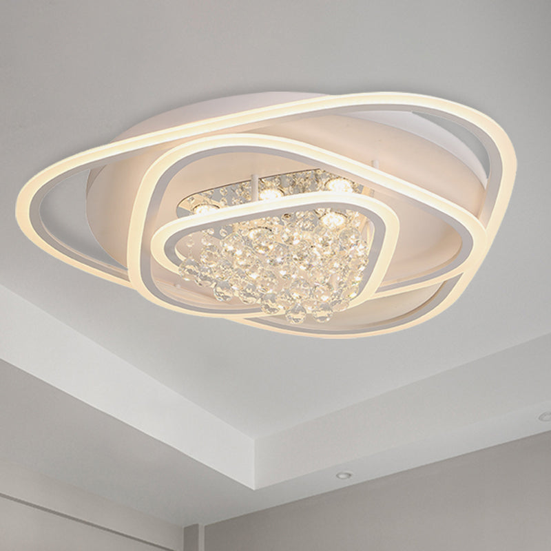 LED Triangle Crystal Ceiling Lamp - Simple & Stylish Flush Mount Fixture in Warm/White Light (3 sizes)