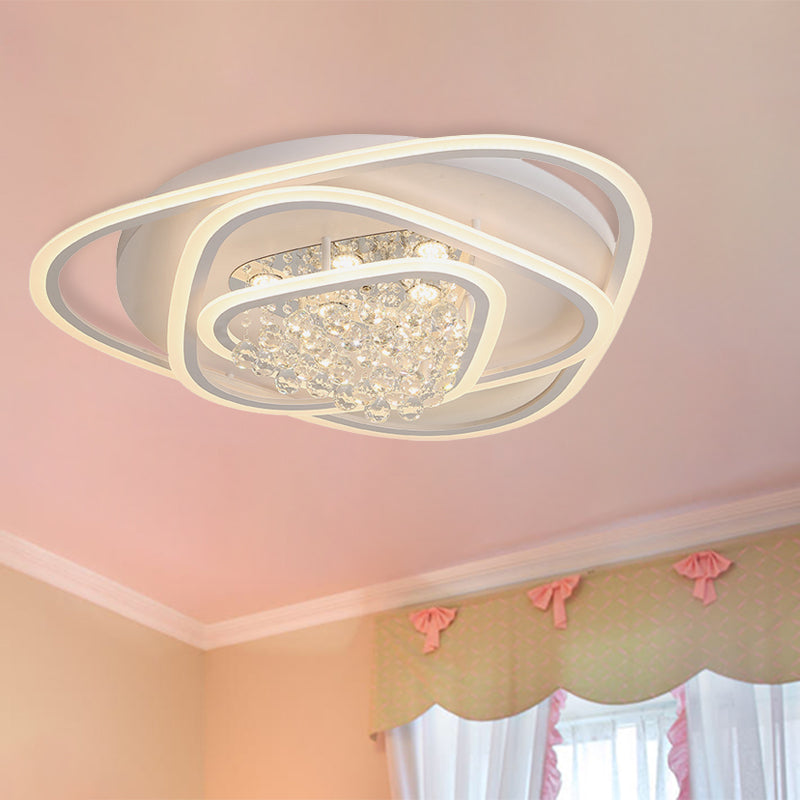 LED Triangle Crystal Ceiling Lamp - Simple & Stylish Flush Mount Fixture in Warm/White Light (3 sizes)