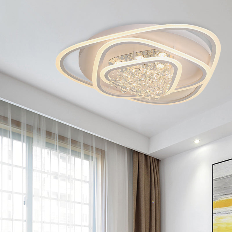 LED Triangle Crystal Ceiling Lamp - Simple & Stylish Flush Mount Fixture in Warm/White Light (3 sizes)
