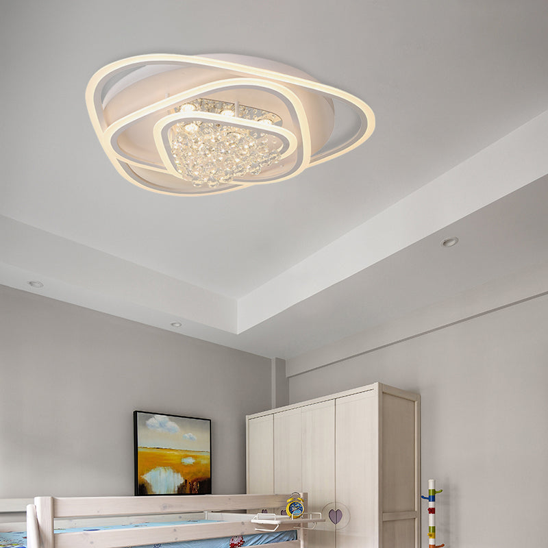 LED Triangle Crystal Ceiling Lamp - Simple & Stylish Flush Mount Fixture in Warm/White Light (3 sizes)