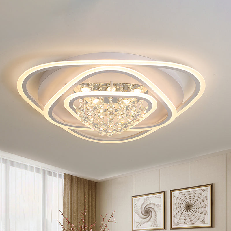 LED Triangle Crystal Ceiling Lamp - Simple & Stylish Flush Mount Fixture in Warm/White Light (3 sizes)