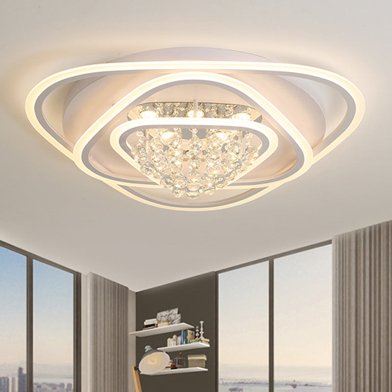 LED Triangle Crystal Ceiling Lamp - Simple & Stylish Flush Mount Fixture in Warm/White Light (3 sizes)
