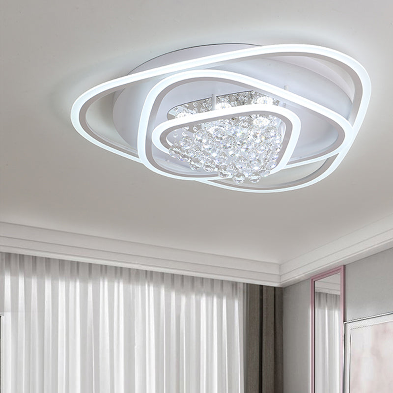 LED Triangle Crystal Ceiling Lamp - Simple & Stylish Flush Mount Fixture in Warm/White Light (3 sizes)