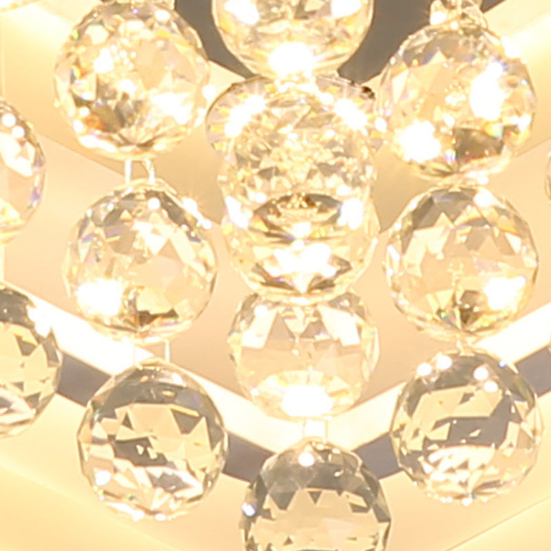 Square Crystal LED Flush Ceiling Light - 19.5"/23.5"/27.5" Sizes - Modern White Design - Warm/White Light Available