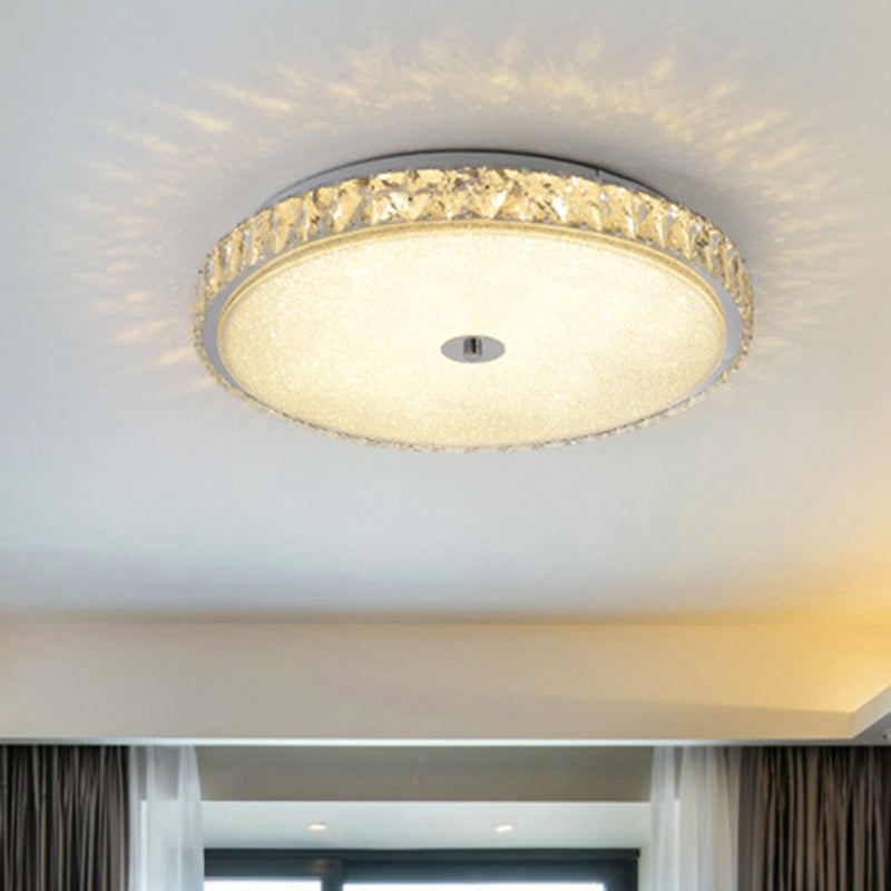 Modern Crystal LED Flush Mount Lamp - 14"/23.5"/31.5" Round Bedroom Ceiling Light with Chrome Finish