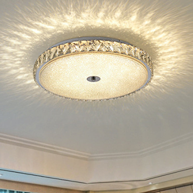 Modern Crystal LED Flush Mount Lamp - 14"/23.5"/31.5" Round Bedroom Ceiling Light with Chrome Finish