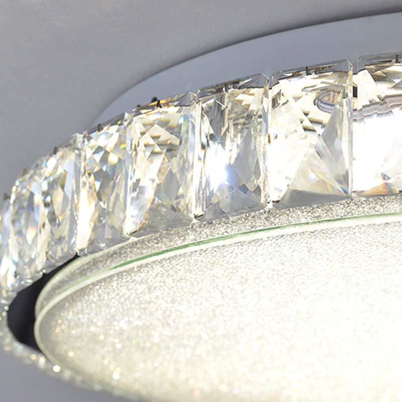 Modern Crystal LED Flush Mount Lamp - 14"/23.5"/31.5" Round Bedroom Ceiling Light with Chrome Finish