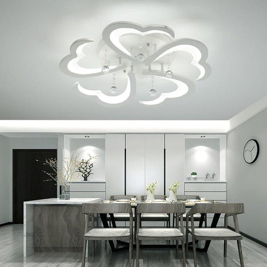 Heart-Shaped Acrylic Flush Mount Light Fixture with 5/15 Lights in Warm/White/3 Color for Living Room (23"/43" Width)