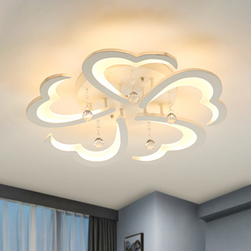 Heart-Shaped Acrylic Flush Mount Light Fixture with 5/15 Lights in Warm/White/3 Color for Living Room (23"/43" Width)