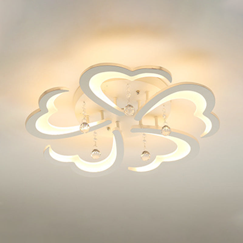 Heart-Shaped Acrylic Flush Mount Light Fixture with 5/15 Lights in Warm/White/3 Color for Living Room (23"/43" Width)