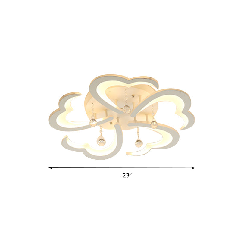 Heart-Shaped Acrylic Flush Mount Light Fixture with 5/15 Lights in Warm/White/3 Color for Living Room (23"/43" Width)