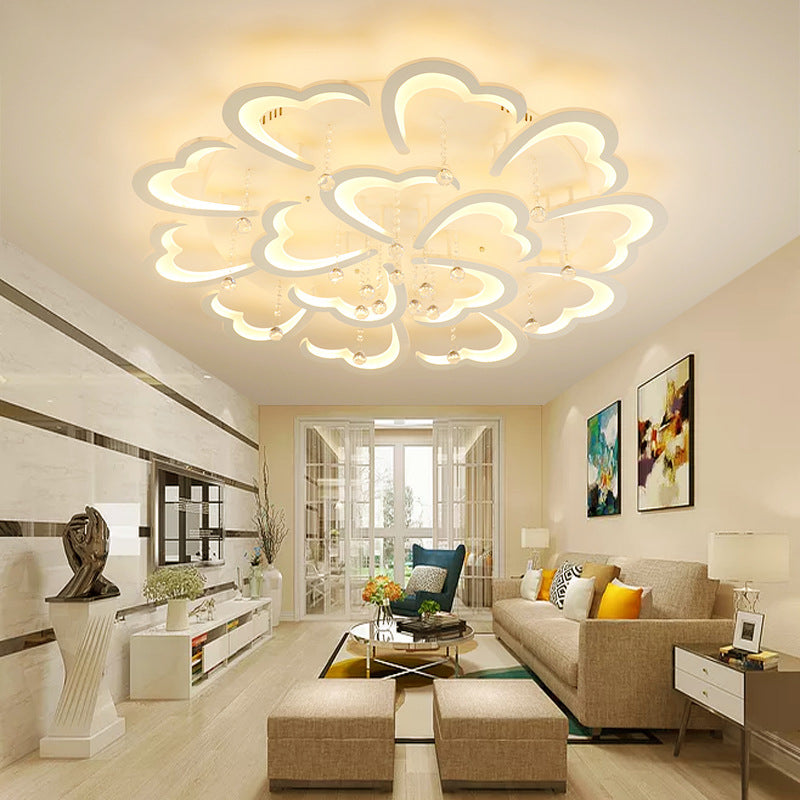 Heart-Shaped Acrylic Flush Mount Light Fixture with 5/15 Lights in Warm/White/3 Color for Living Room (23"/43" Width)