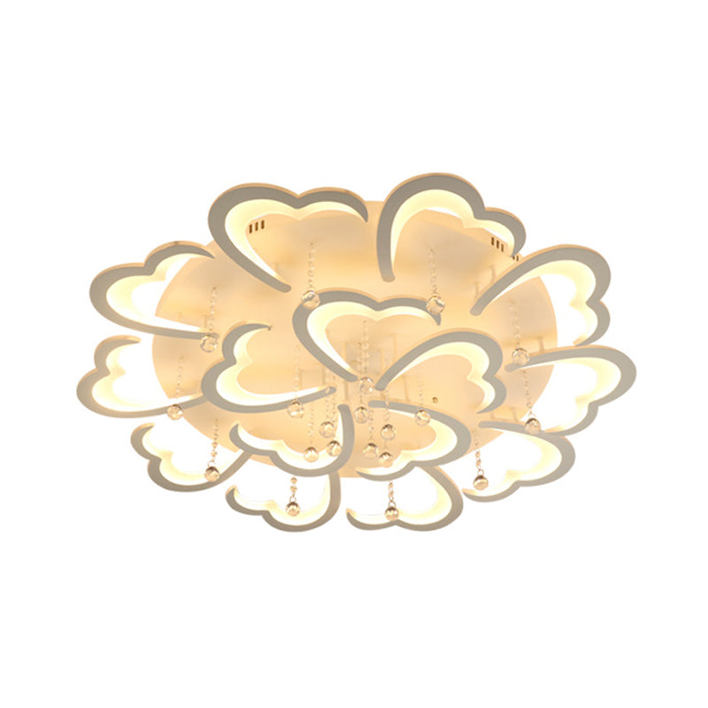 Heart-Shaped Acrylic Flush Mount Light Fixture with 5/15 Lights in Warm/White/3 Color for Living Room (23"/43" Width)